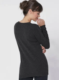 Basics| Kaschmirpullover mit Rollkanten anthrazit-meliert