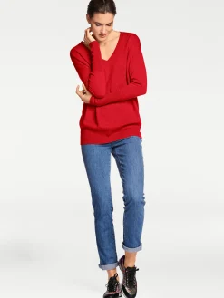 Pullover|heine Kaschmirpullover mit V-Ausschnitt rot