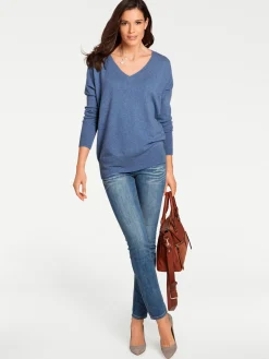 Pullover|heine Kaschmirpullover mit V-Ausschnitt blau