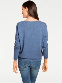 Pullover|heine Kaschmirpullover mit V-Ausschnitt blau