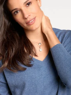 Pullover|heine Kaschmirpullover mit V-Ausschnitt blau