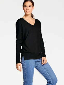 Pullover|heine Kaschmirpullover mit V-Ausschnitt schwarz