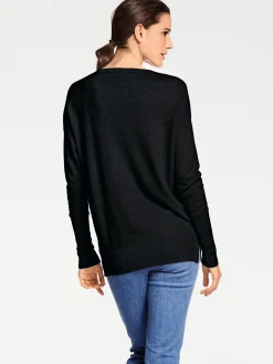 Pullover|heine Kaschmirpullover mit V-Ausschnitt schwarz