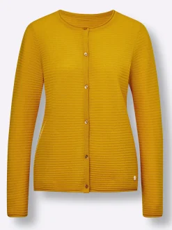 Strickjacken|CREATION L PREMIUM Kaschmir-Strickjacke ocker