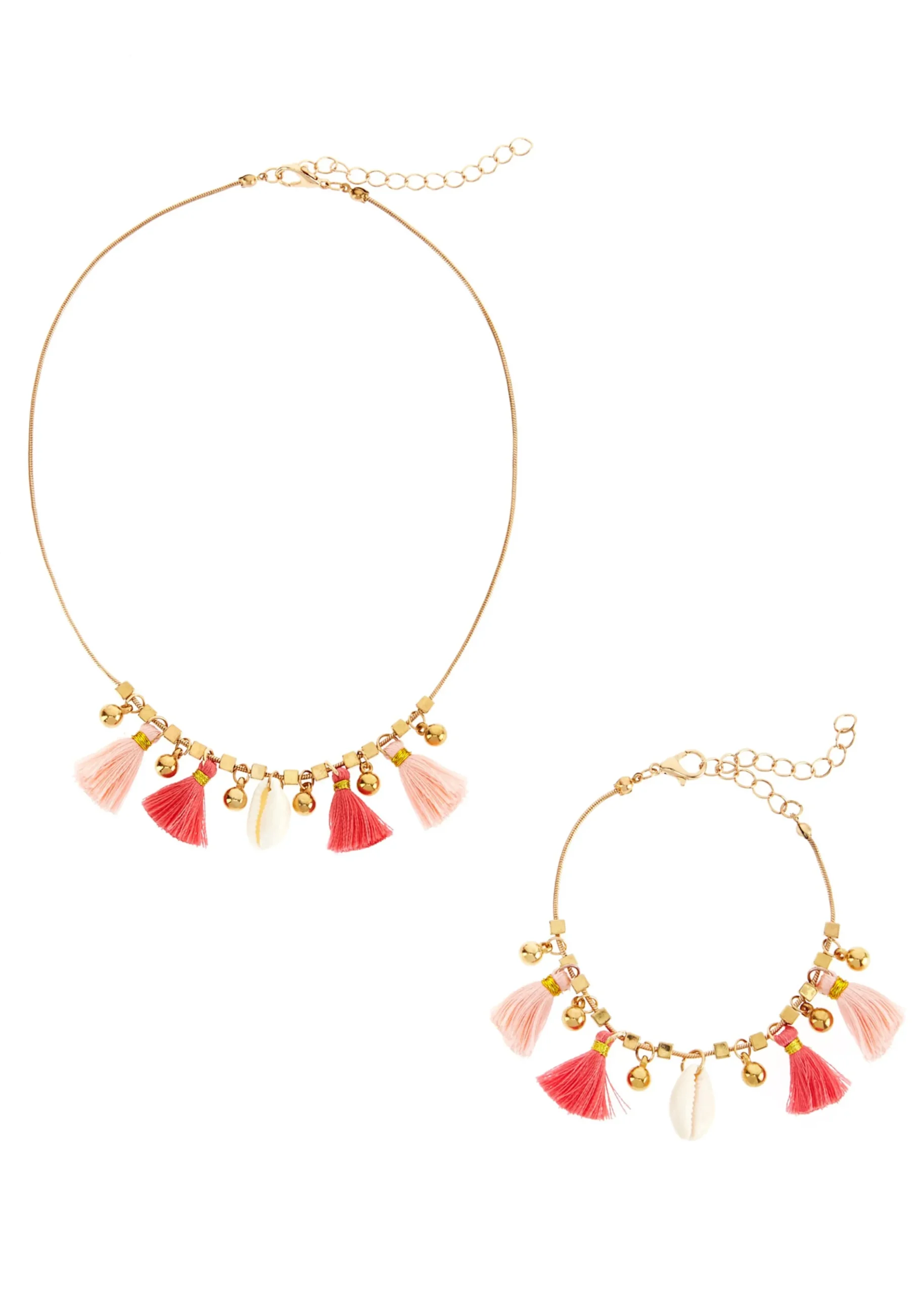 Schmuck|LASCANA Ketten und Armband Set goldfarben-pink-rosa/pink/rosa
