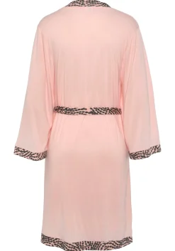 Nachtwäsche|LASCANA Kimono rosaanthrazitgemustert
