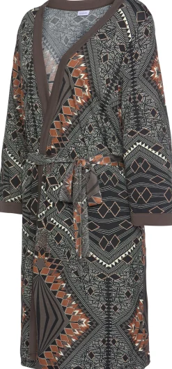 Nachtwäsche|LASCANA Kimono braun-gemustert