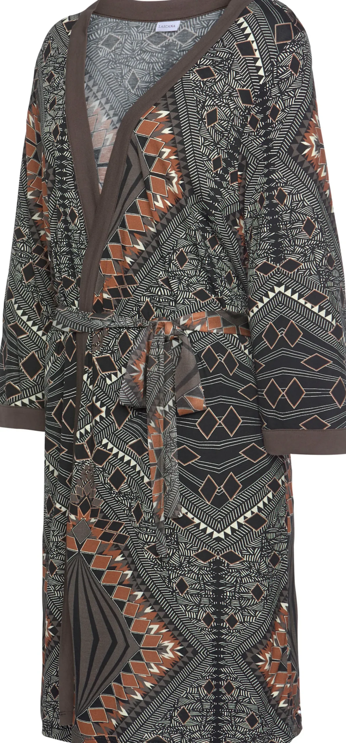 Nachtwäsche|LASCANA Kimono braun-gemustert
