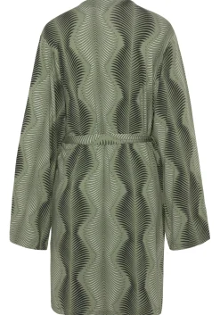 Nachtwäsche|LASCANA Kimono dunkelgrünbedruckt