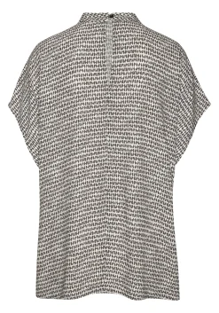 Blusen|LASCANA Kurzarmbluse creme-schwarzbedruckt