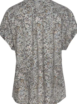 Strandmode|Blusen|Vivance Kurzarmbluse grau-bedruckt