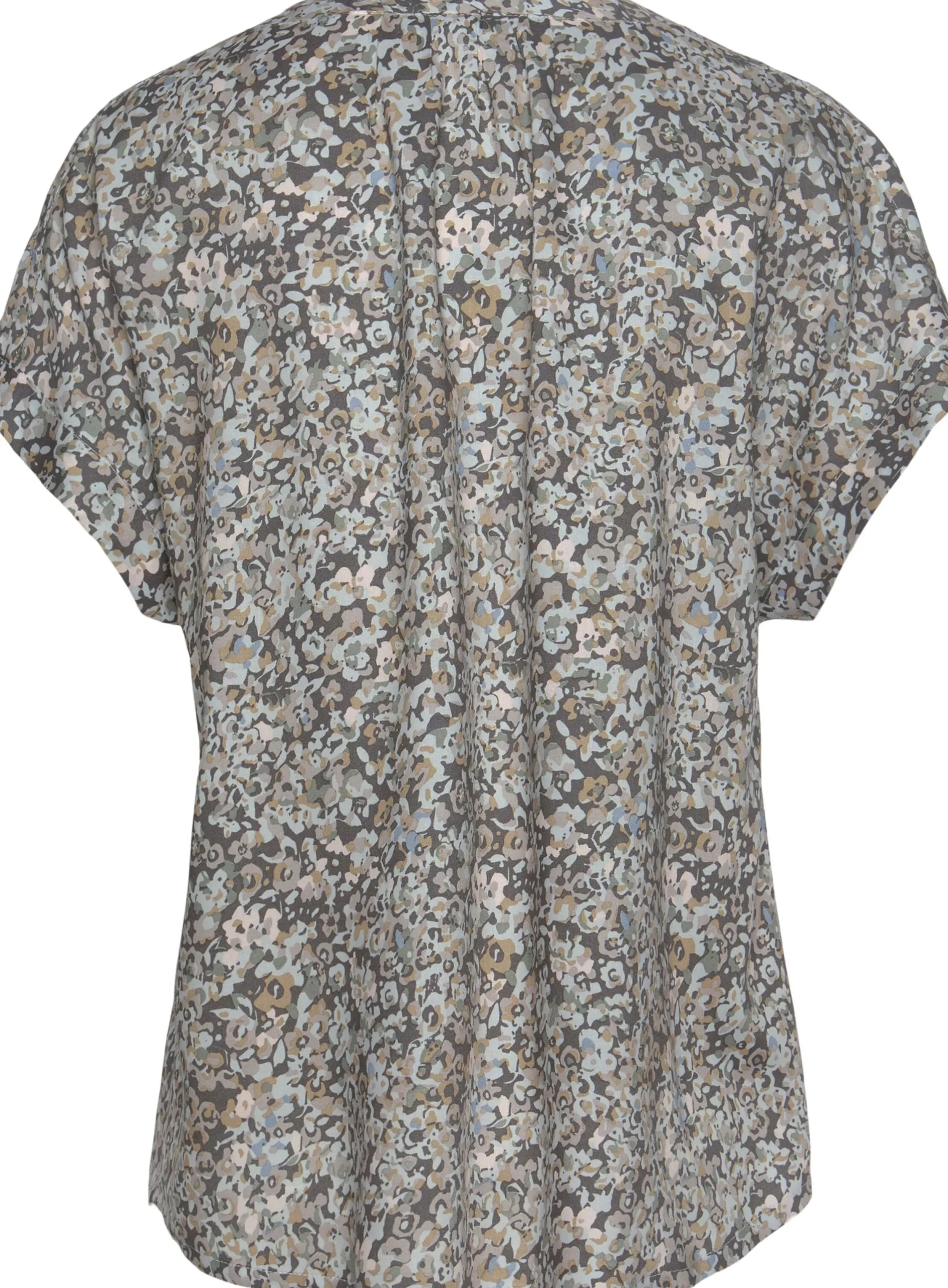 Strandmode|Blusen|Vivance Kurzarmbluse grau-bedruckt