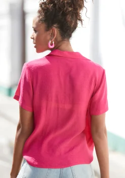 Strandmode|Blusen|Vivance Kurzarmbluse pink
