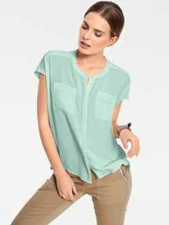 Basics|Blusen|heine Kurzarm-Bluse in Oversize-Passform mint
