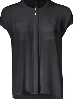 Basics|heine Kurzarm-Bluse in Oversize-Passform schwarz