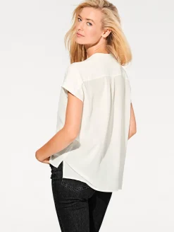 Blusen|heine Kurzarm-Bluse in Oversize-Passform ecru
