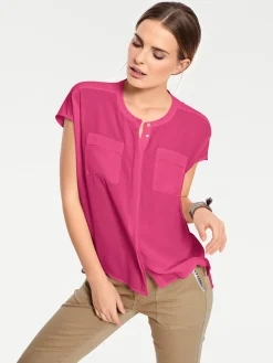 Blusen|heine Kurzarm-Bluse in Oversize-Passform pink