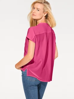 Blusen|heine Kurzarm-Bluse in Oversize-Passform pink