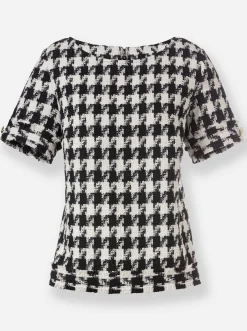 Blusen|heine Kurzarm-Bluse mit Pepita-Muster schwarz-ecruPepita