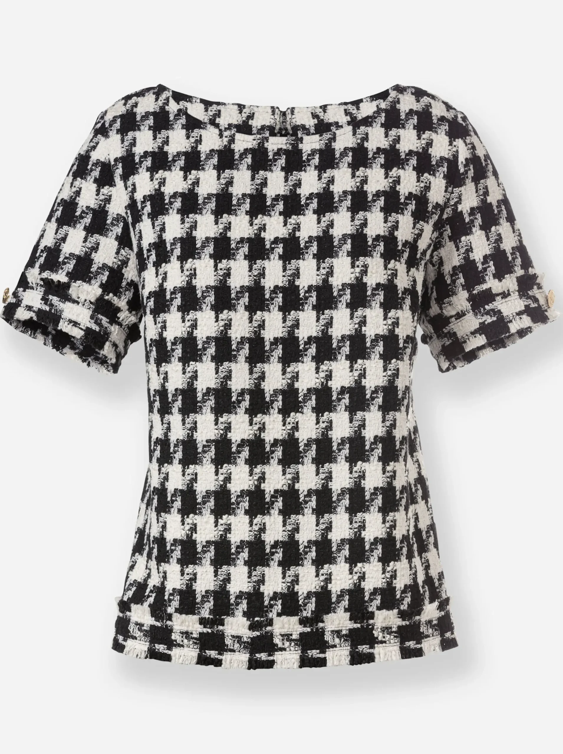 Blusen|heine Kurzarm-Bluse mit Pepita-Muster schwarz-ecruPepita