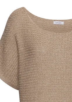 Strandmode|Pullover|LASCANA Kurzarmpullover camelfarben-goldfarben
