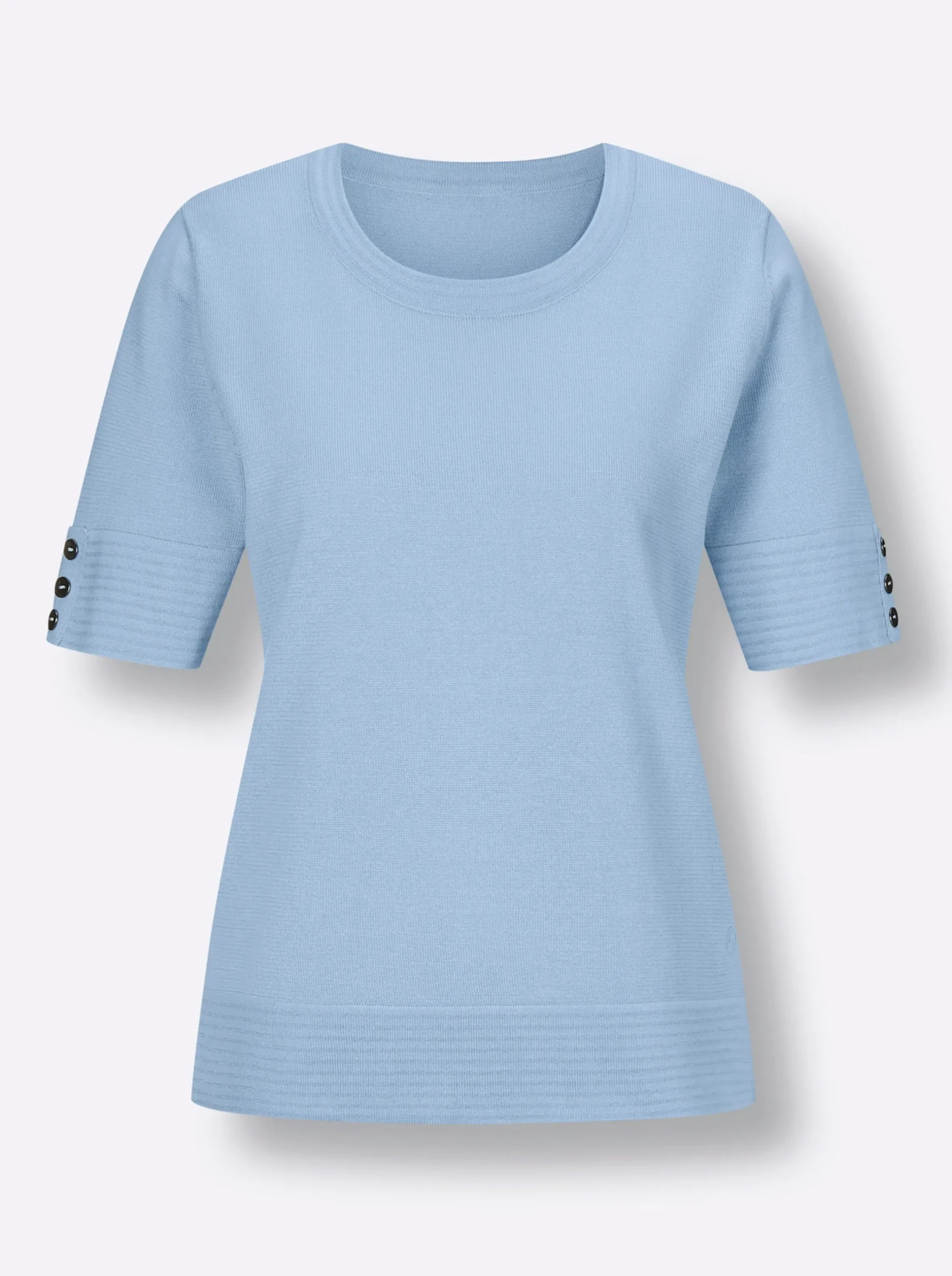 Pullover|CREATION L PREMIUM Kurzarmpullover eisblau