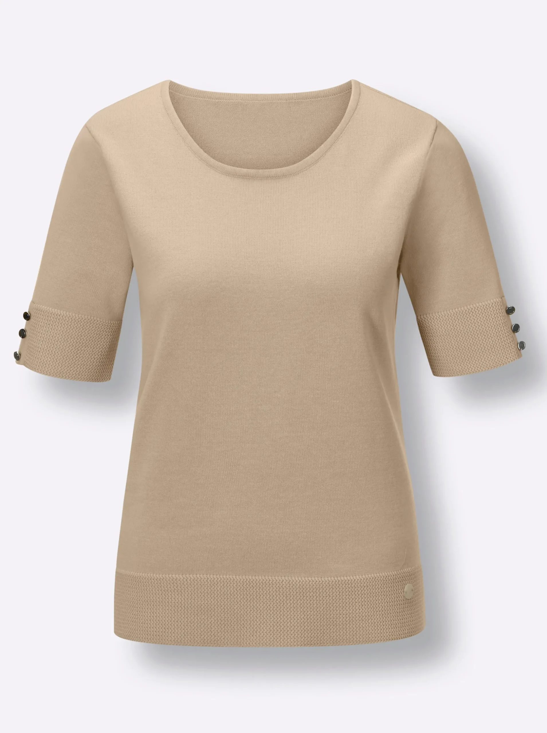 Pullover|CREATION L PREMIUM Kurzarmpullover beige