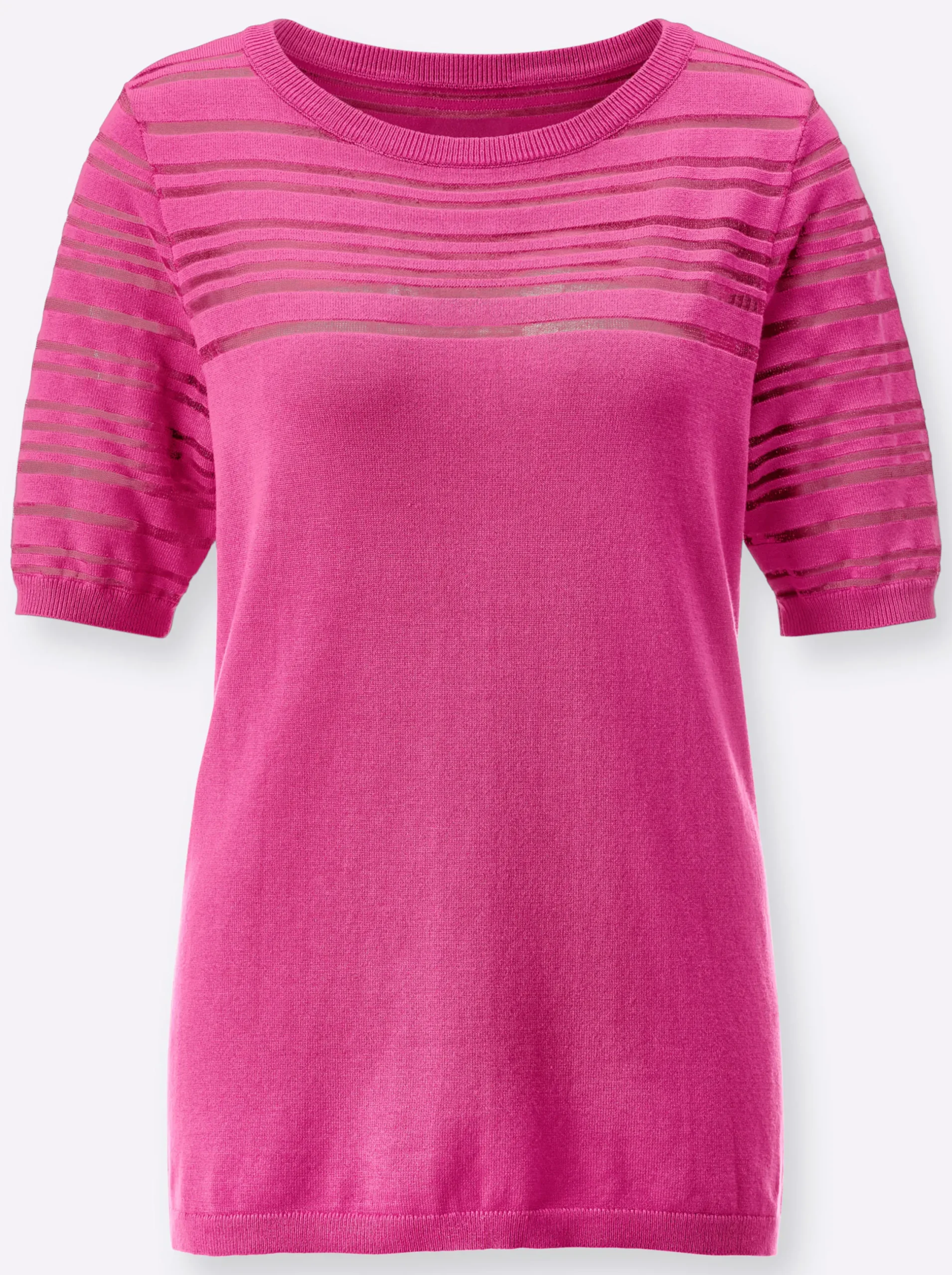 Pullover| Kurzarmpullover in luftiger Lyocell-Mix-Qualität fuchsia