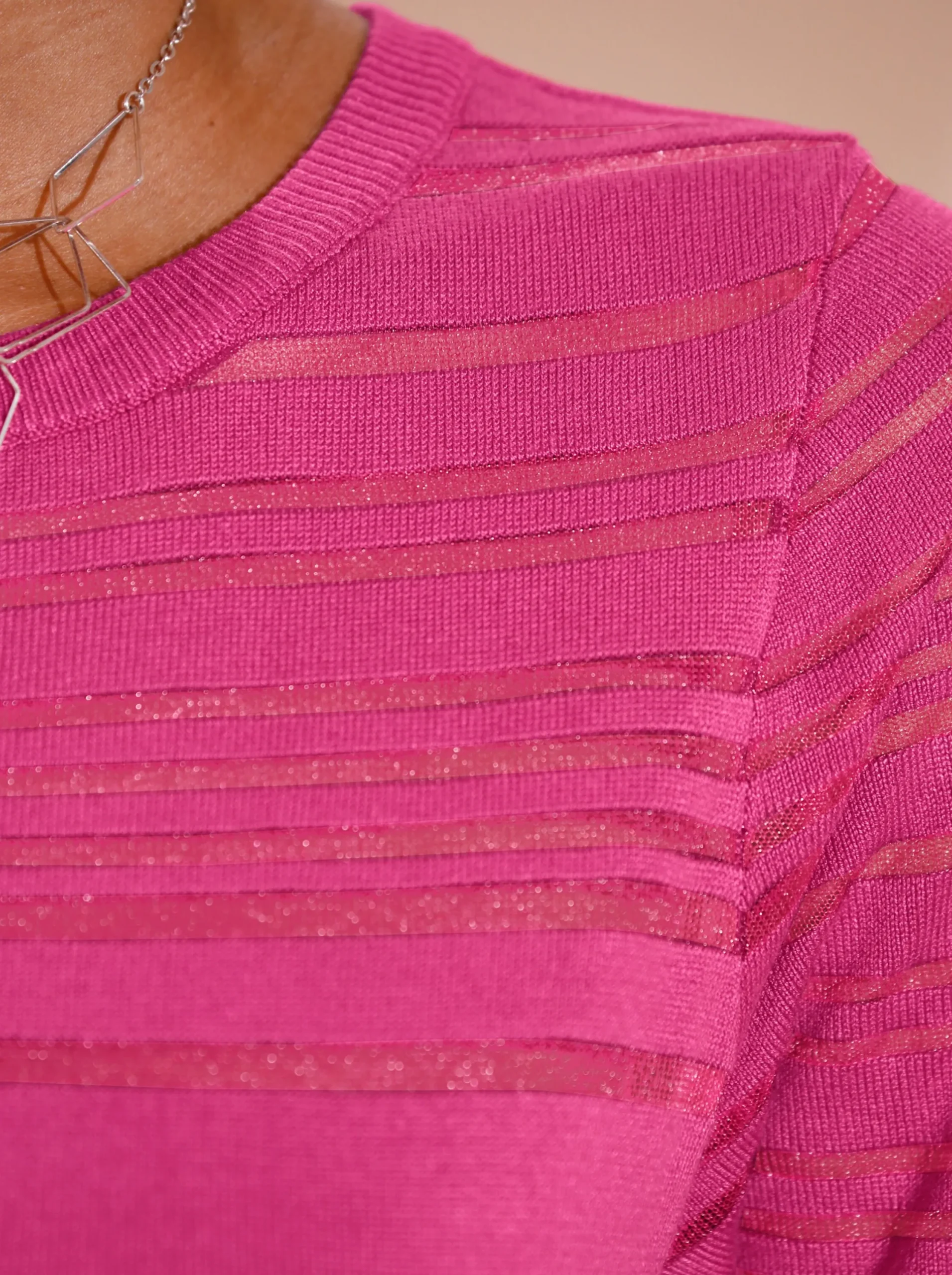Pullover| Kurzarmpullover in luftiger Lyocell-Mix-Qualität fuchsia
