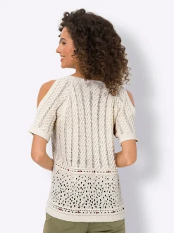 Pullover|heine Kurzarmpullover mit Cut-outs champagner