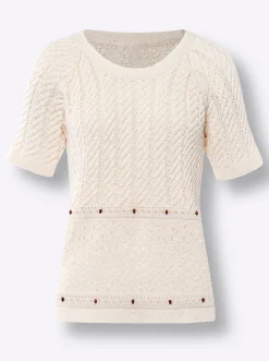 Pullover|heine Kurzarmpullover mit Cut-outs champagner