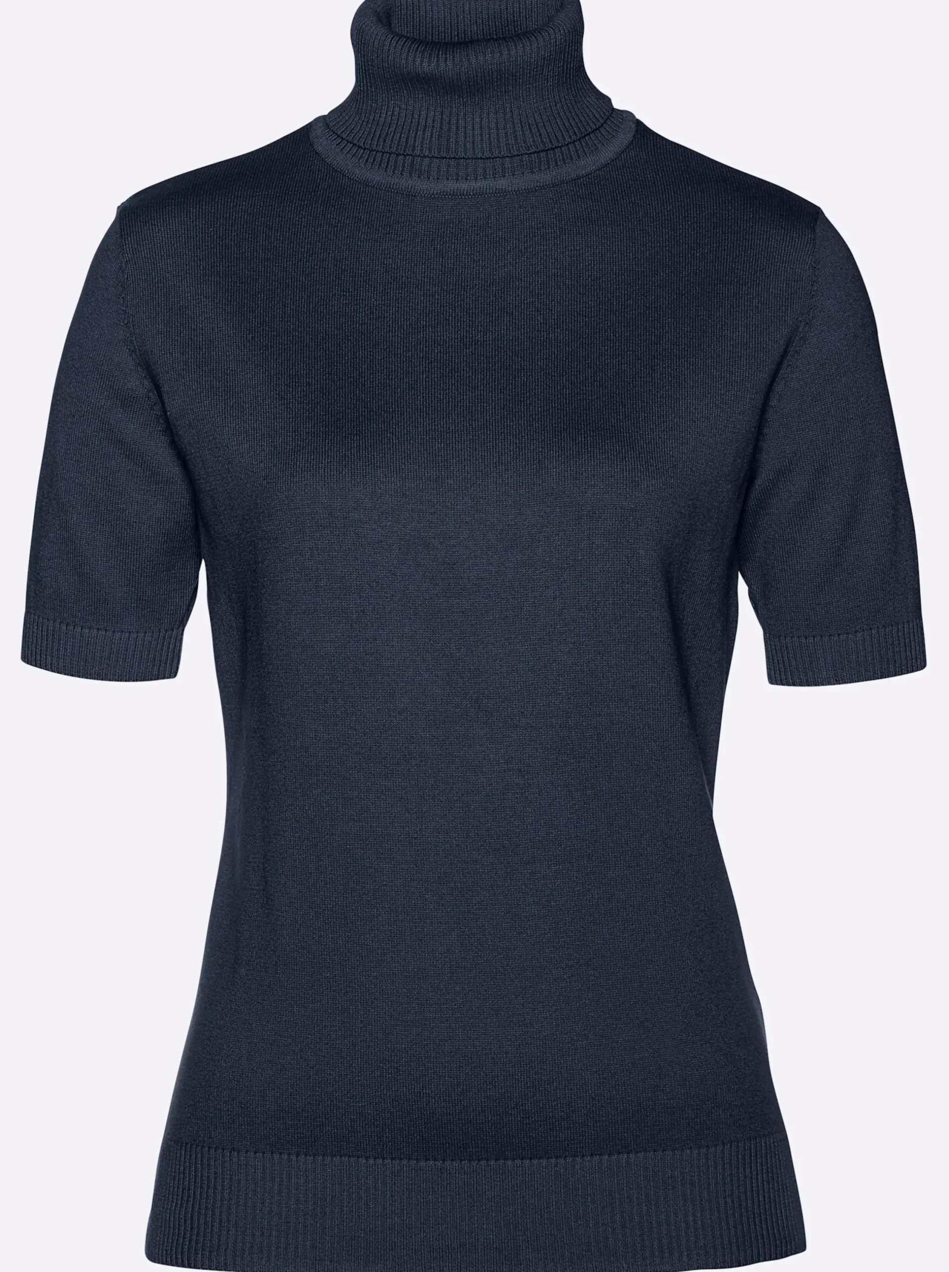 Pullover| Kurzarmpullover mit Rollkragen marine