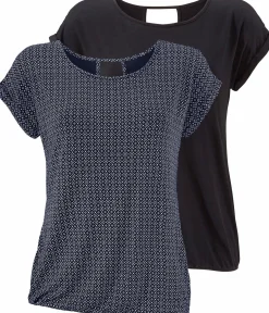 Shirts|LASCANA Kurzarmshirt marine-gemustert,schwarz