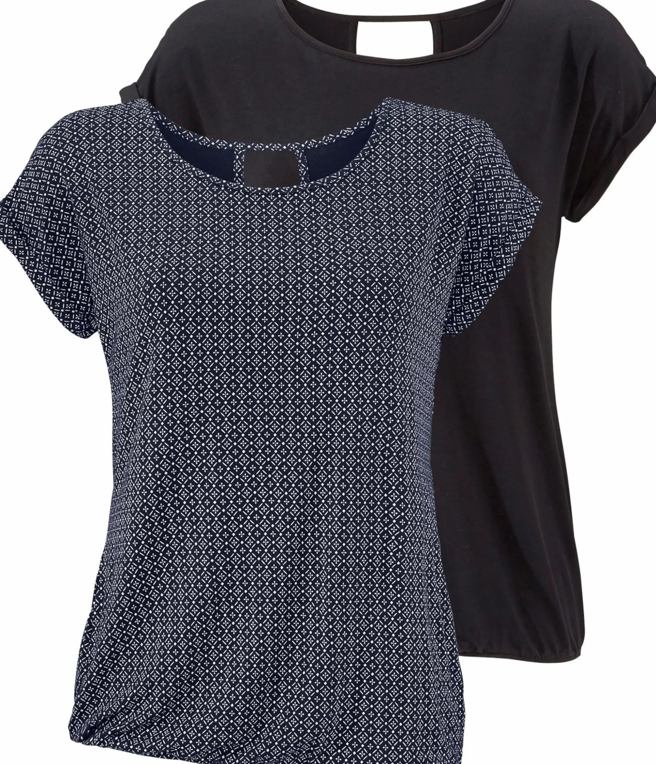Shirts|LASCANA Kurzarmshirt marine-gemustert,schwarz