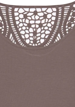 Strandmode|Shirts|Vivance Kurzarmshirt taupe,schwarz