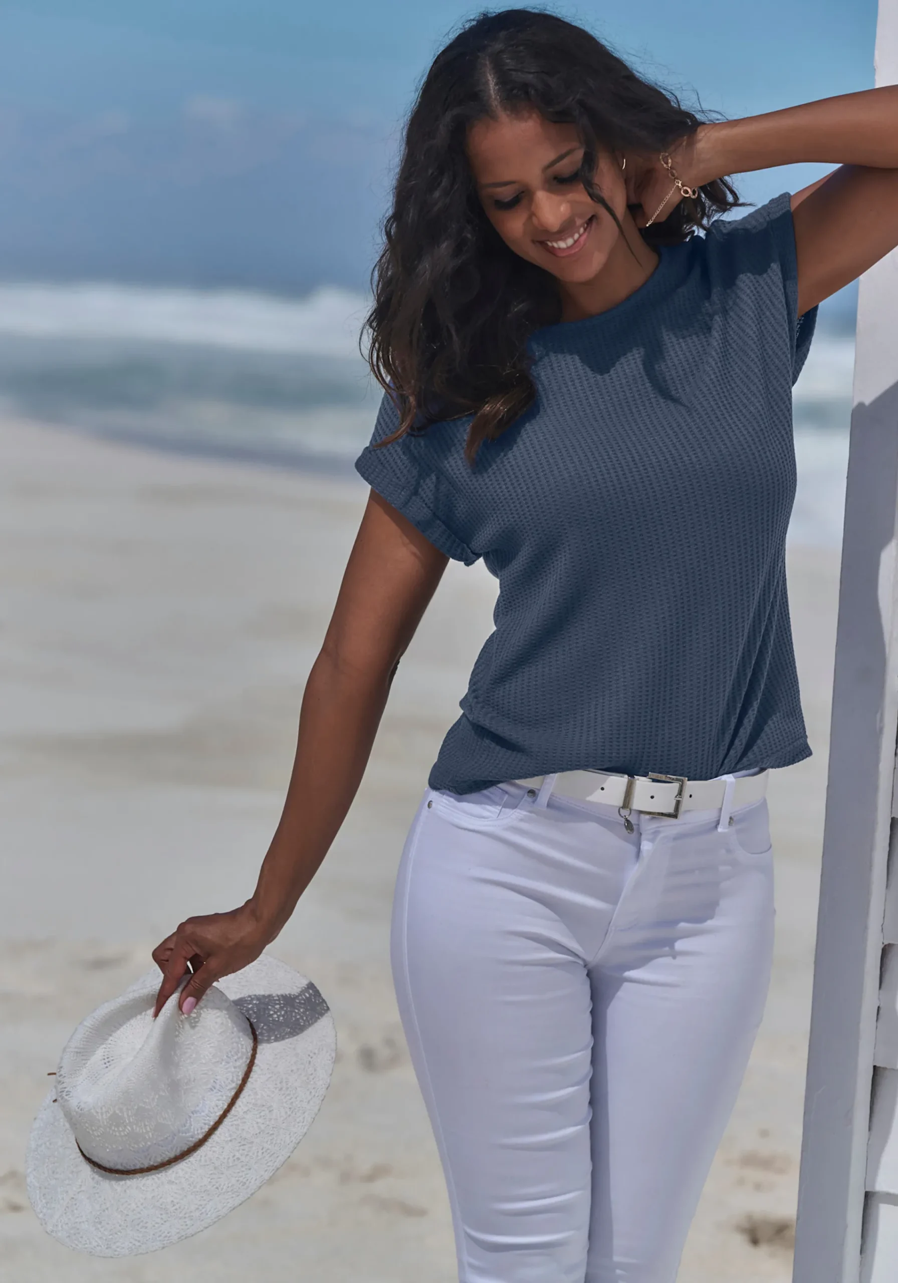 Strandmode|Vivance Kurzarmshirt blau