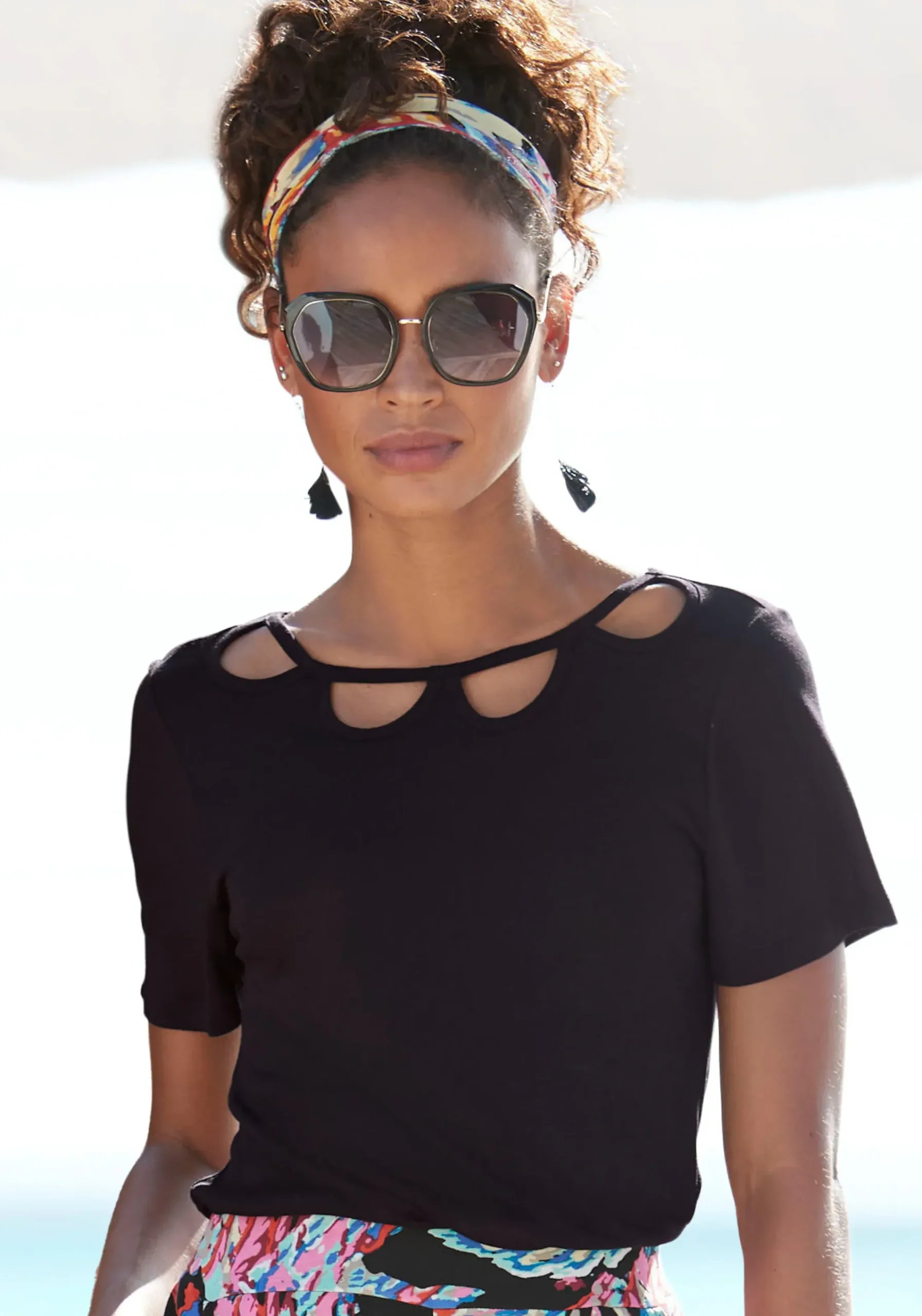 Strandmode|Buffalo Kurzarmshirt schwarz