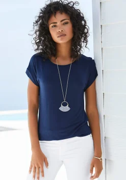 Strandmode|Vivance Kurzarmshirt türkis,navy