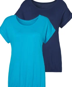 Strandmode|Vivance Kurzarmshirt türkis,navy