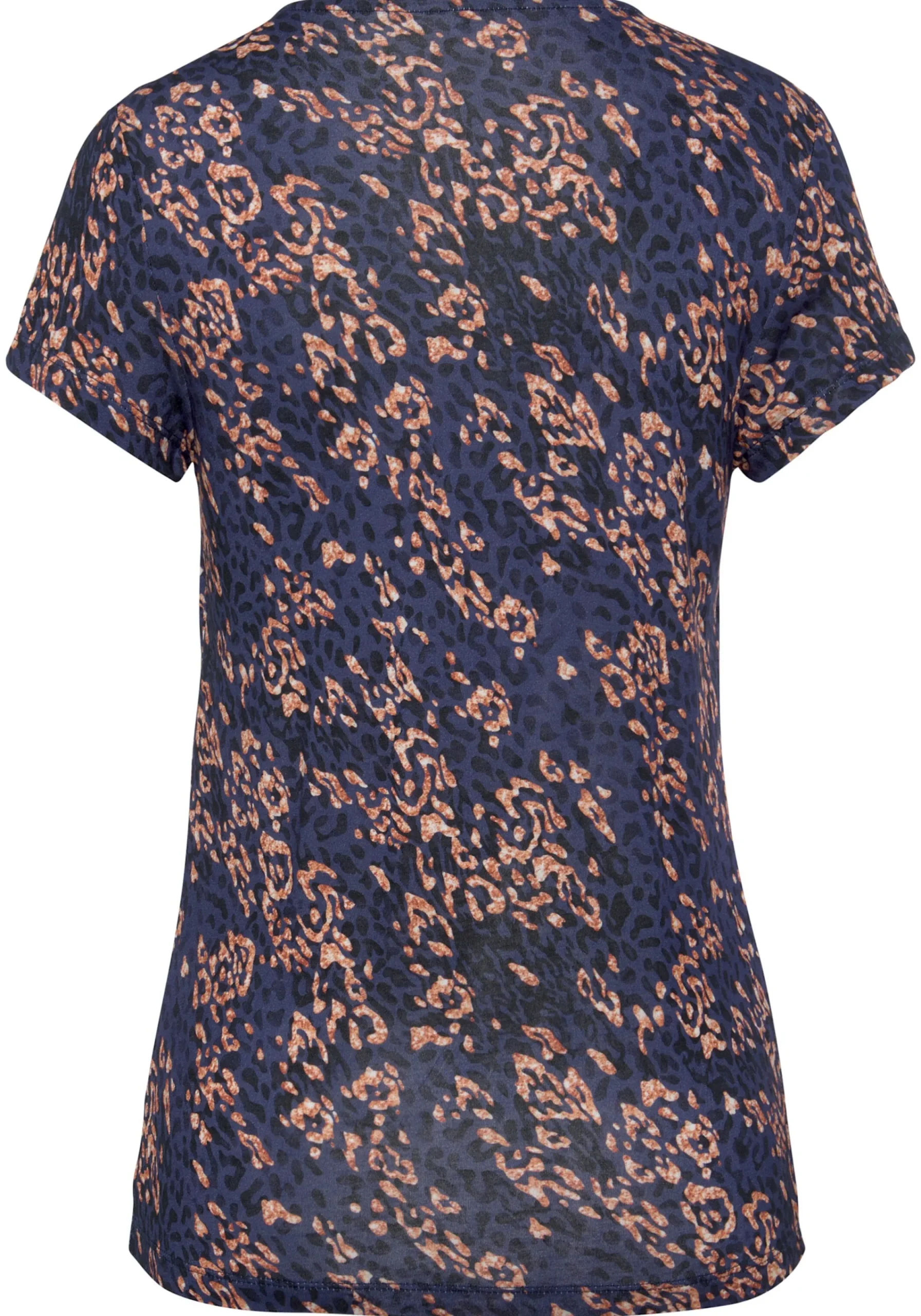 Strandmode|Shirts|Vivance Kurzarmshirt blau-rosébedruckt