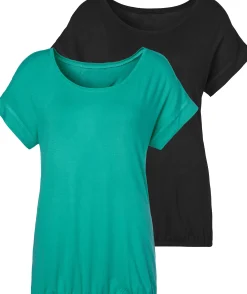 Shirts|Vivance Kurzarmshirt grün,schwarz