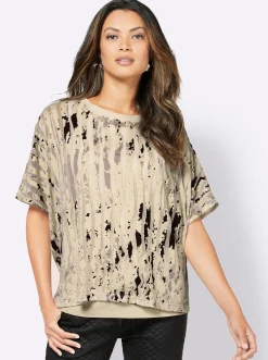 Shirts| Kurzarmshirt ecru-sand