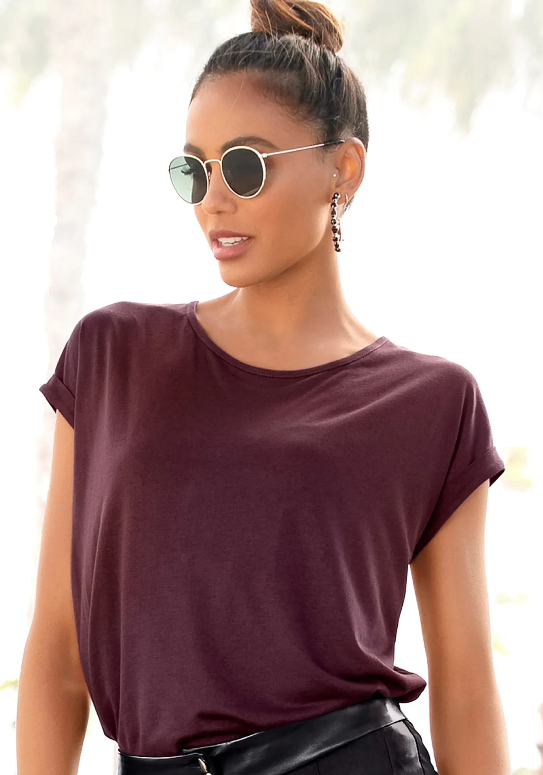 Shirts|LASCANA Kurzarmshirt aubergine/burgunder