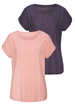 Shirts|Vivance Kurzarmshirt peach,navy