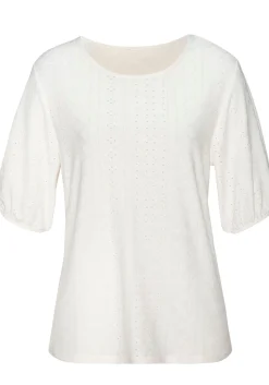 Strandmode|Vivance Kurzarmshirt creme,schwarz