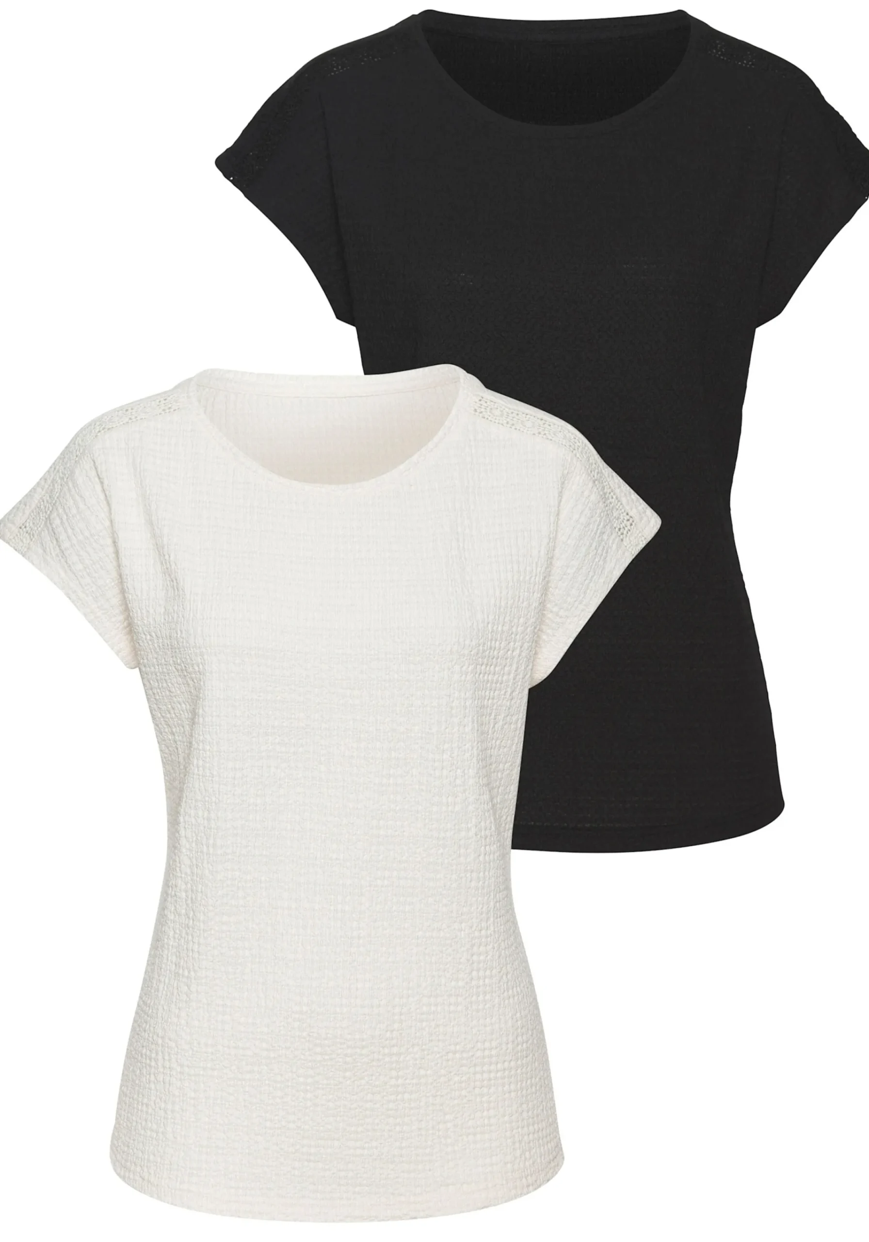 Shirts|Vivance Kurzarmshirt schwarz,creme