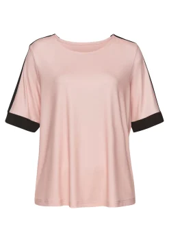 Strandmode|Shirts|Vivance Kurzarmshirt mauve-schwarz