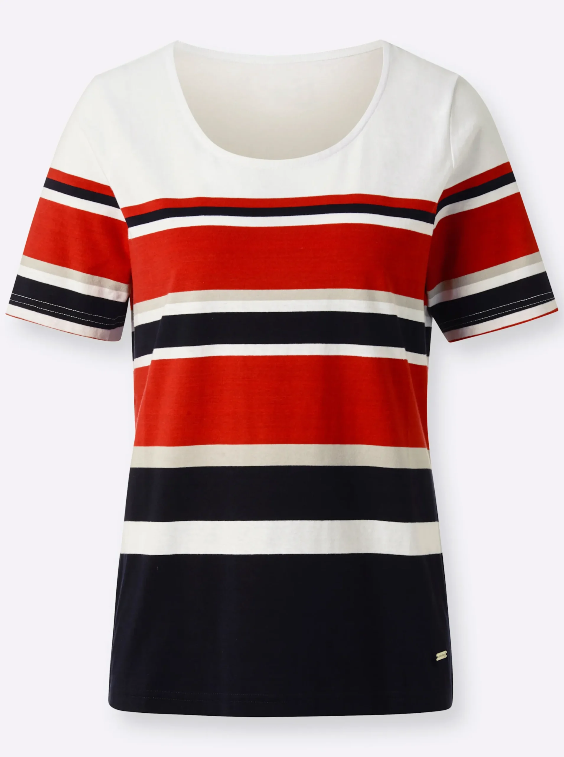 Shirts| Kurzarmshirt marine-erdbeere-geringelt