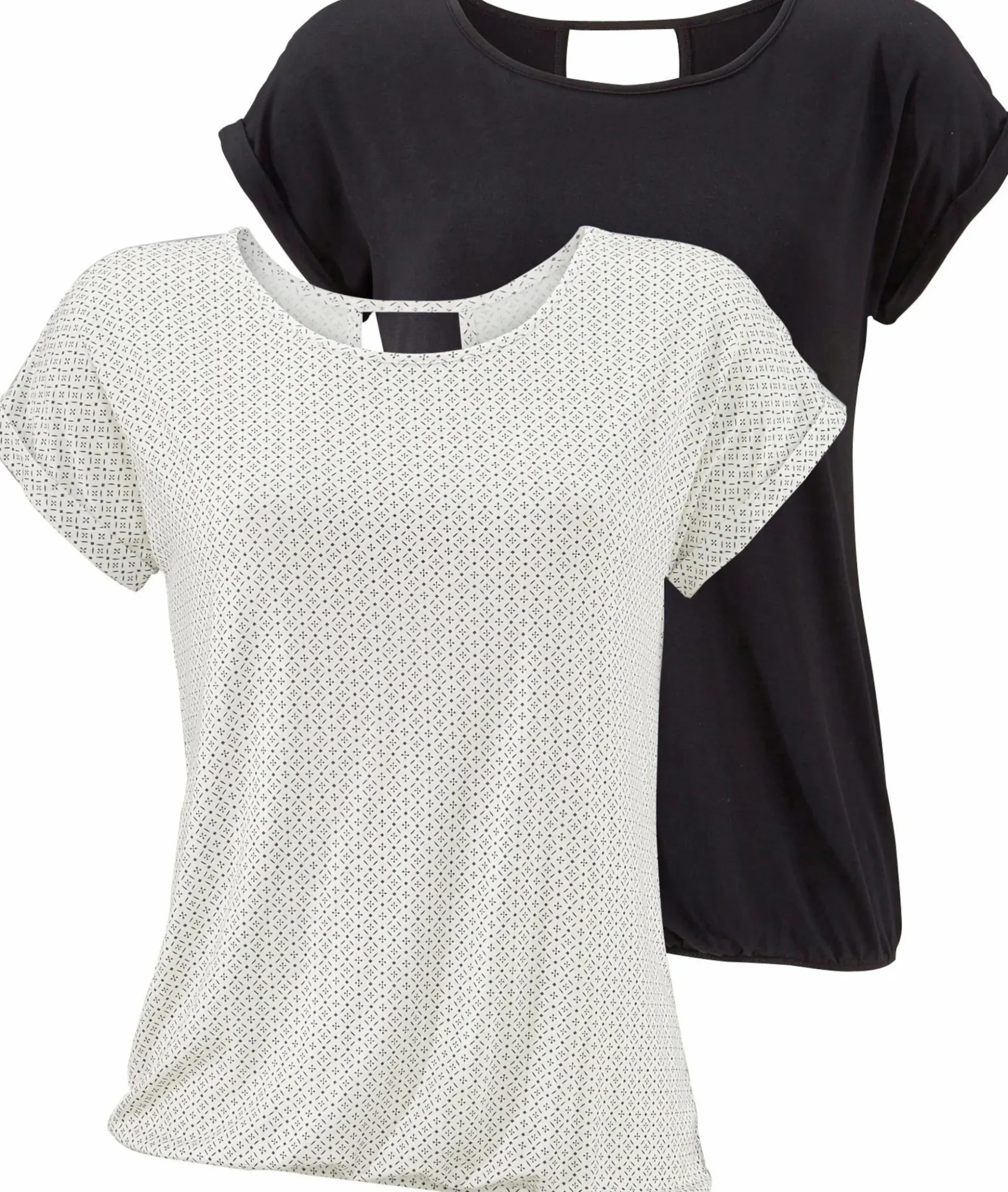 Strandmode|LASCANA Kurzarmshirt offwhite-gemustert,schwarz
