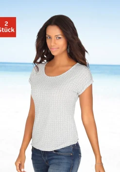 Strandmode|LASCANA Kurzarmshirt offwhite-gemustert,schwarz